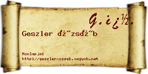 Geszler Özséb névjegykártya